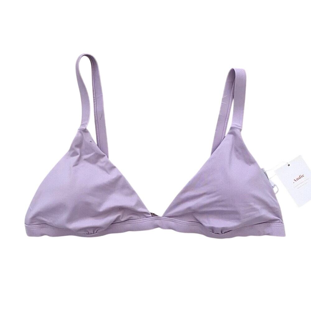 NWT Andie Swim The Caicos Triangle Bikini Top Removable Cups XL Lavender Purple